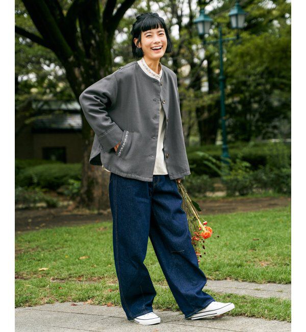 Lbc with Life「エクリュ ノーカラーブルゾン」|ブルゾン・スタジャン|