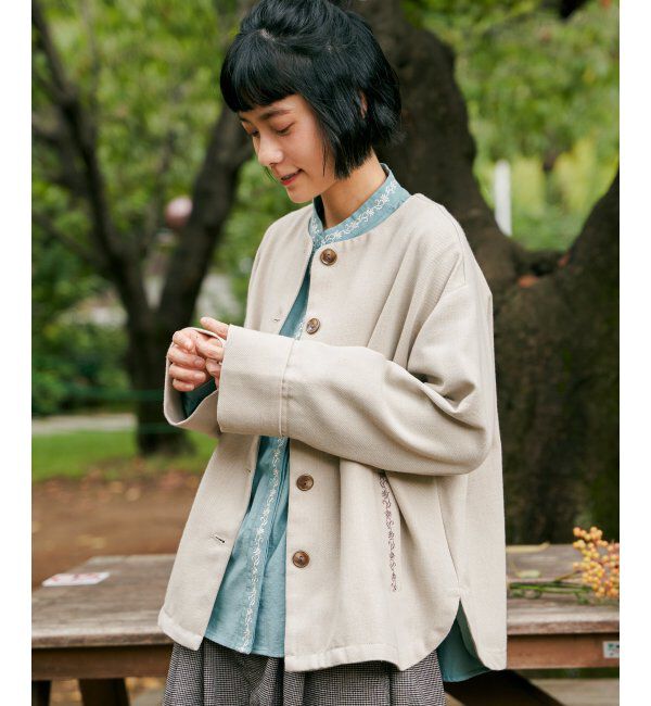 Lbc with Life「エクリュ ノーカラーブルゾン」|ブルゾン・スタジャン|