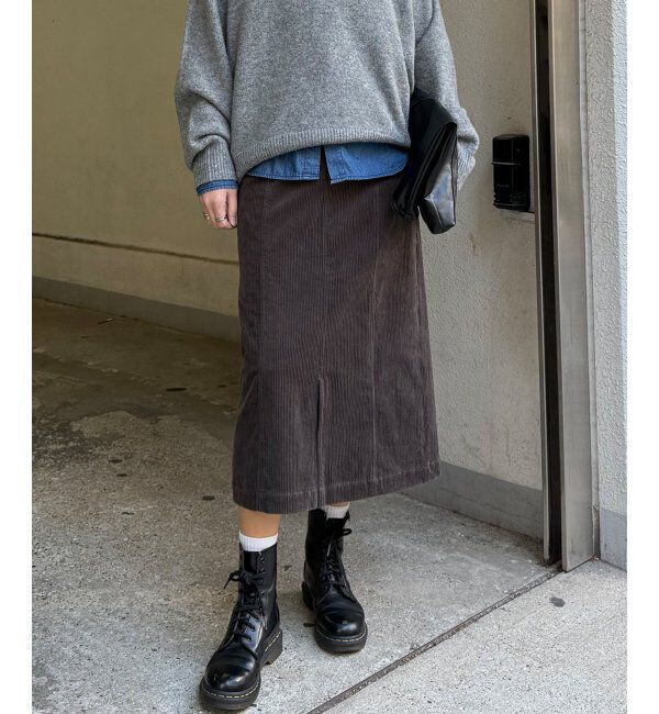 Lbc with Life「コーデュロイベイカーIラインスカート」|スカート|チャコール