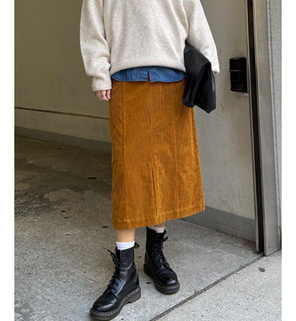 Lbc with Life「コーデュロイベイカーIラインスカート」|スカート|キャメル