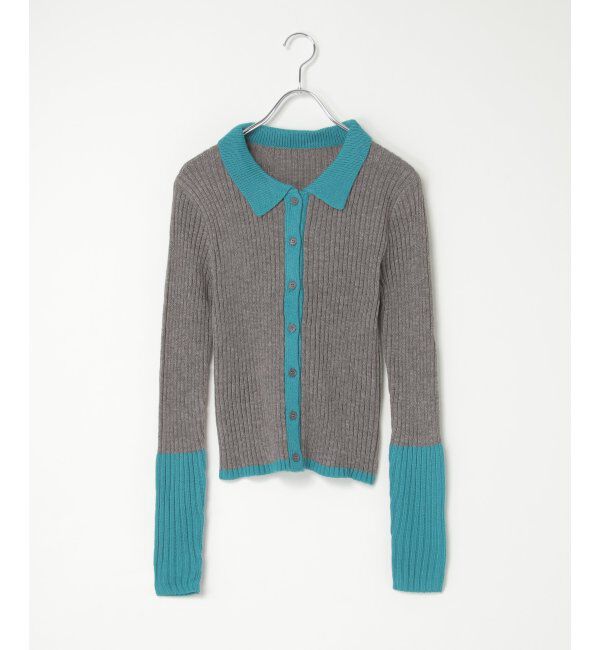 VENCE share style「バルキー7G配色ポロカーディガン」|カーディガン|