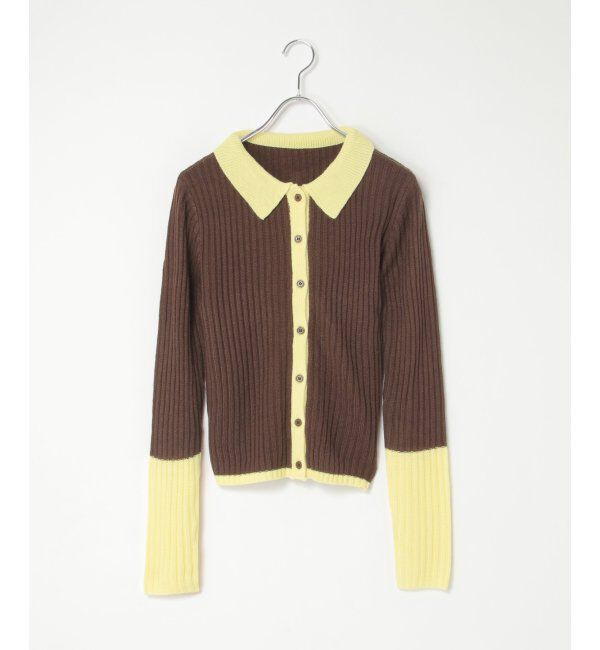 VENCE share style「バルキー7G配色ポロカーディガン」|カーディガン|