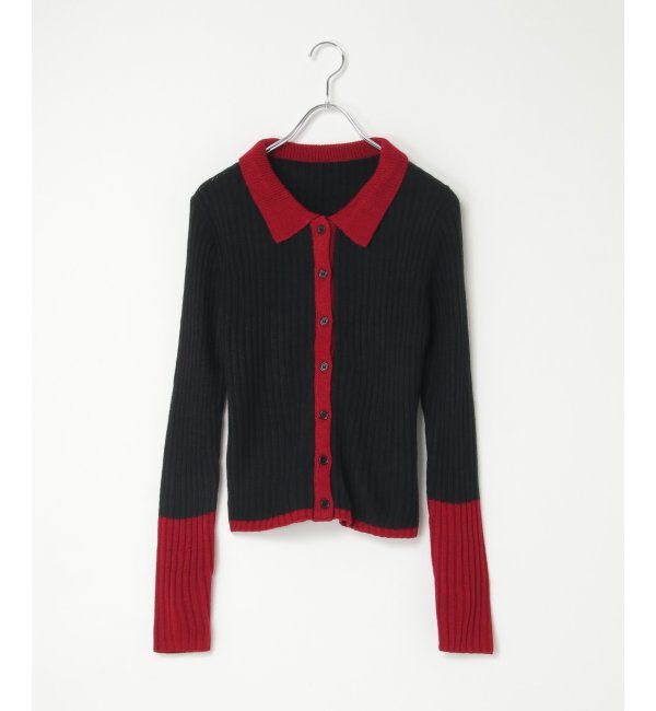 VENCE share style「バルキー7G配色ポロカーディガン」|カーディガン|