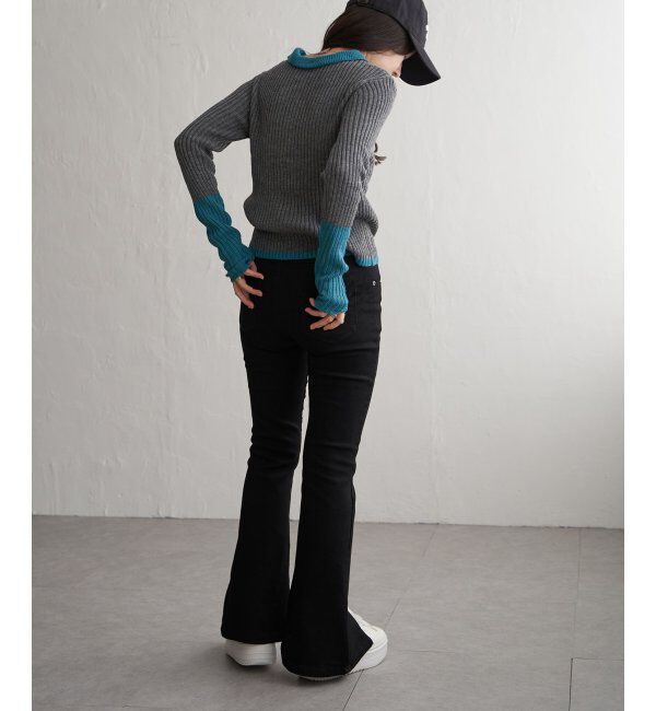 VENCE share style「バルキー7G配色ポロカーディガン」|カーディガン|