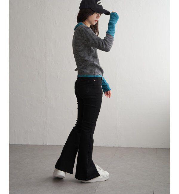 VENCE share style「バルキー7G配色ポロカーディガン」|カーディガン|