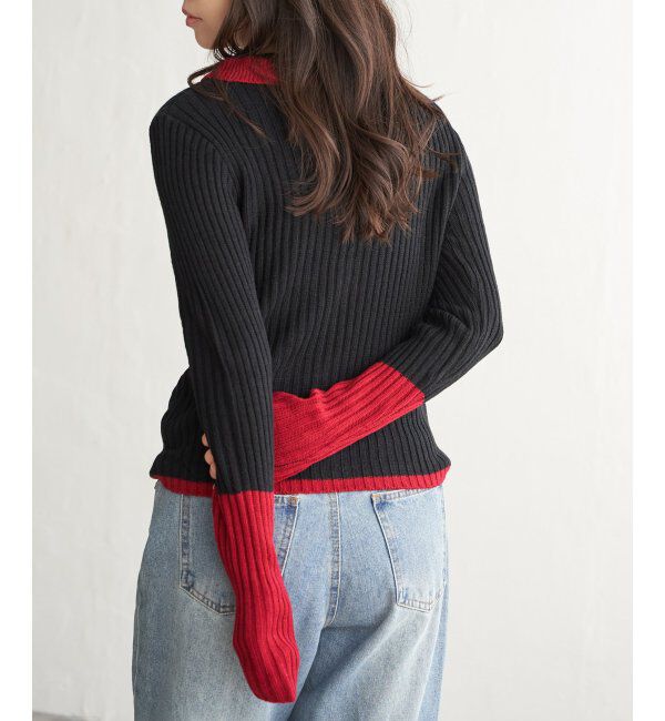 VENCE share style「バルキー7G配色ポロカーディガン」|カーディガン|