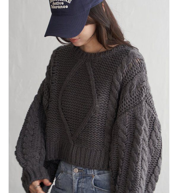 VENCE share style「ロービングケーブルショートプルオーバー」|ニット・セーター|