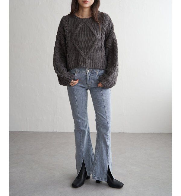VENCE share style「ロービングケーブルショートプルオーバー」|ニット・セーター|
