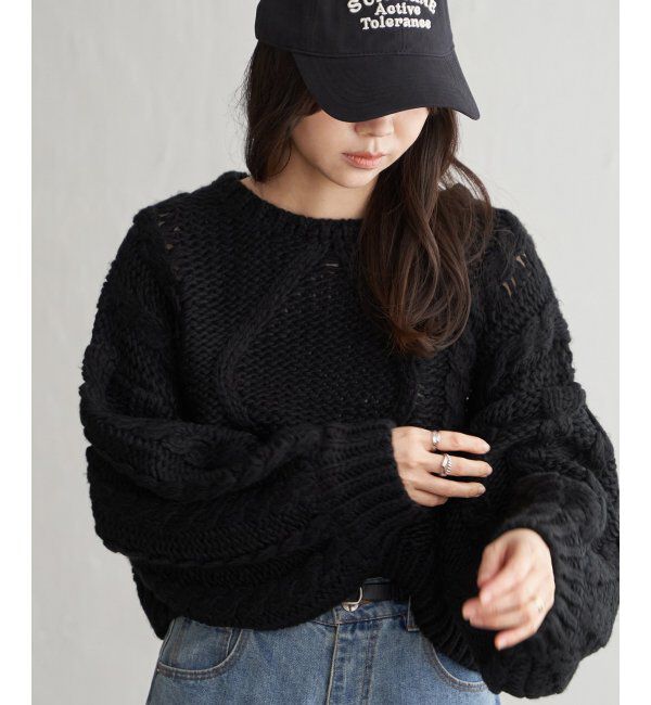 VENCE share style「ロービングケーブルショートプルオーバー」|ニット・セーター|