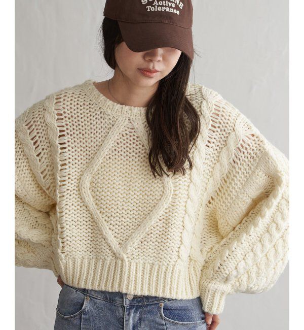 VENCE share style「ロービングケーブルショートプルオーバー」|ニット・セーター|