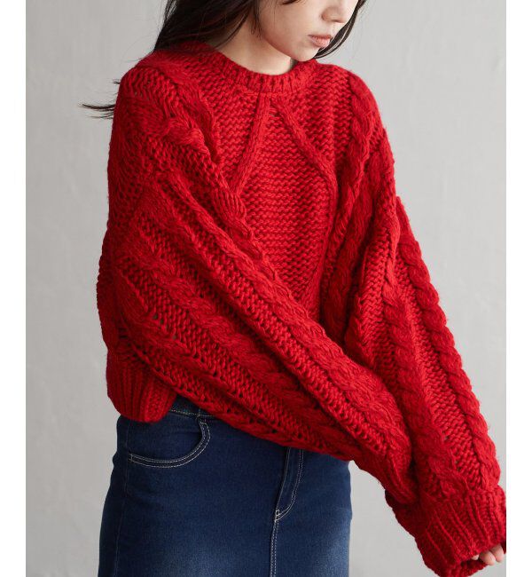 VENCE share style「ロービングケーブルショートプルオーバー」|ニット・セーター|