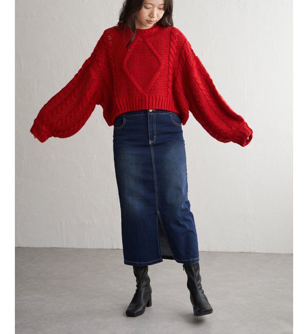 VENCE share style「ロービングケーブルショートプルオーバー」|ニット・セーター|