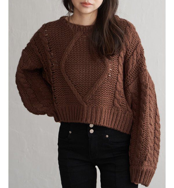 VENCE share style「ロービングケーブルショートプルオーバー」|ニット・セーター|