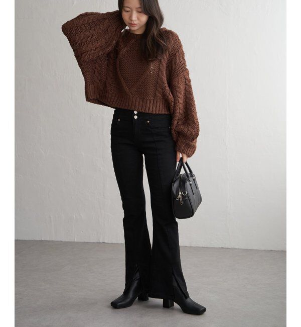 VENCE share style「ロービングケーブルショートプルオーバー」|ニット・セーター|