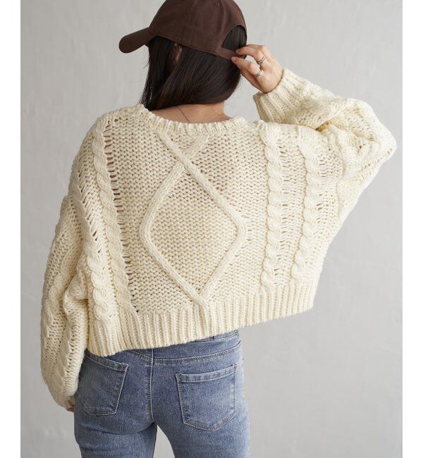 VENCE share style「ロービングケーブルショートプルオーバー」|ニット・セーター|