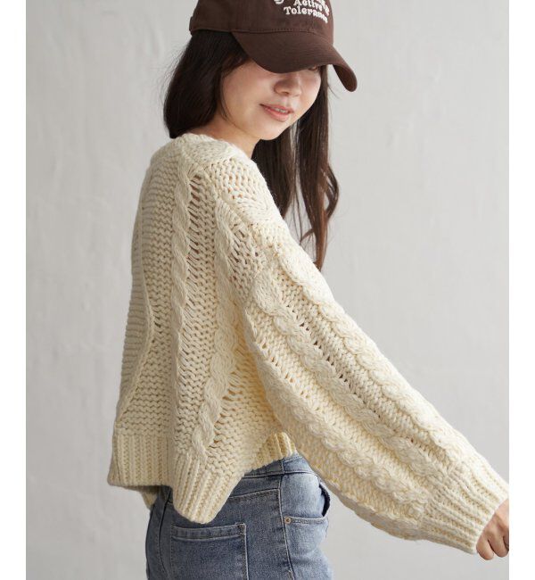 VENCE share style「ロービングケーブルショートプルオーバー」|ニット・セーター|