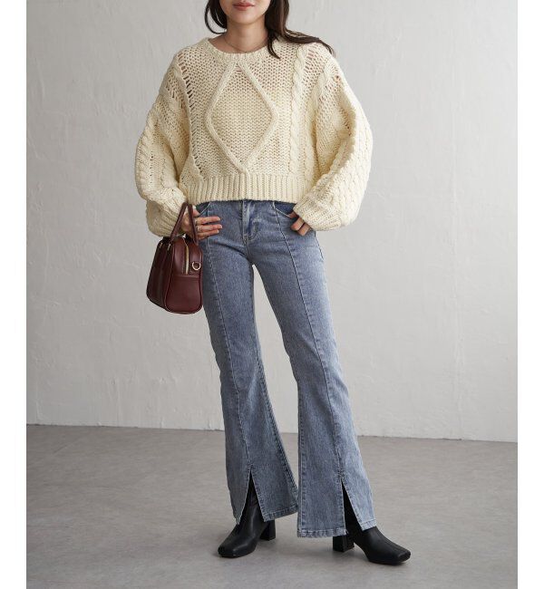 VENCE share style「ロービングケーブルショートプルオーバー」|ニット・セーター|