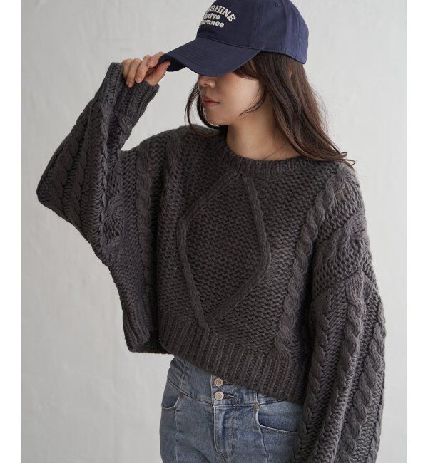 VENCE share style「ロービングケーブルショートプルオーバー」|ニット・セーター|