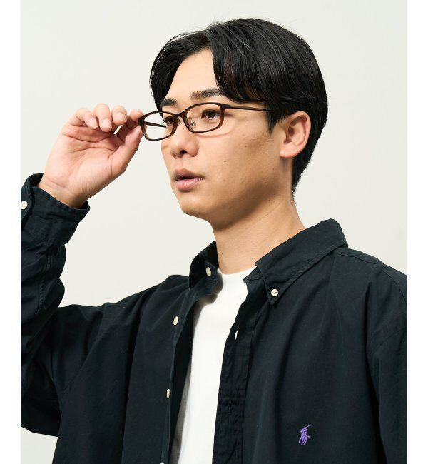  「スクエア型 メガネ | チタン 軽量 メタルフレーム 伊達メガネ ユニセックス ビジネス レンズ交換券付」|メガネ|薄ブラウン