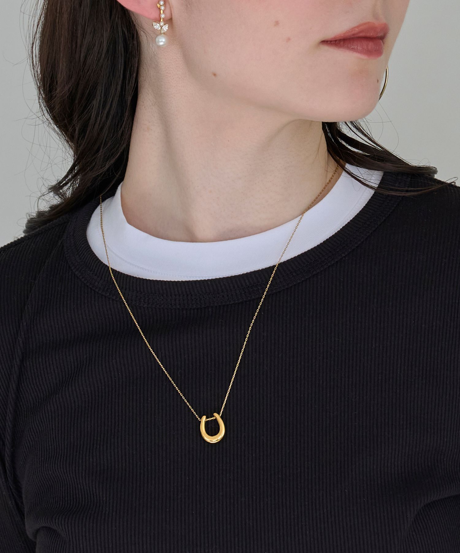 Phoebe「【金属アレルギー対応】メタリックホースシューネックレス　ゴールド　ステンレス/馬蹄/蹄鉄/ギフト/バテイ」|ネックレス|