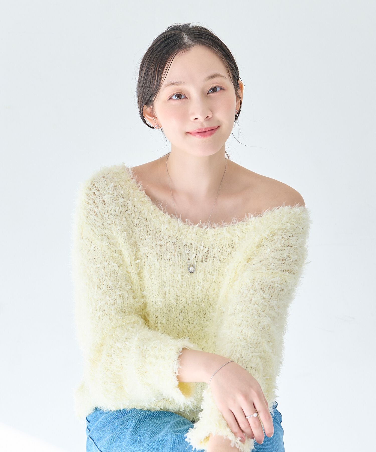 Phoebe「【金属アレルギー対応】メタリックパールホースシューネックレス　シルバー　ステンレス/馬蹄/ギフト」|ネックレス|