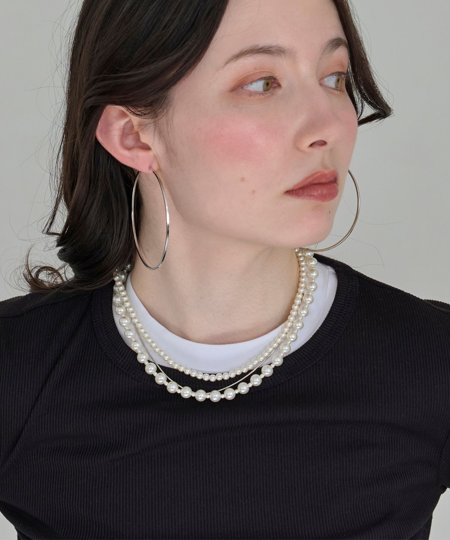 Phoebe「3連ハンサムパールチェーンネックレス　結婚式/セレモニー/入学式/卒業式/式典」|ネックレス|