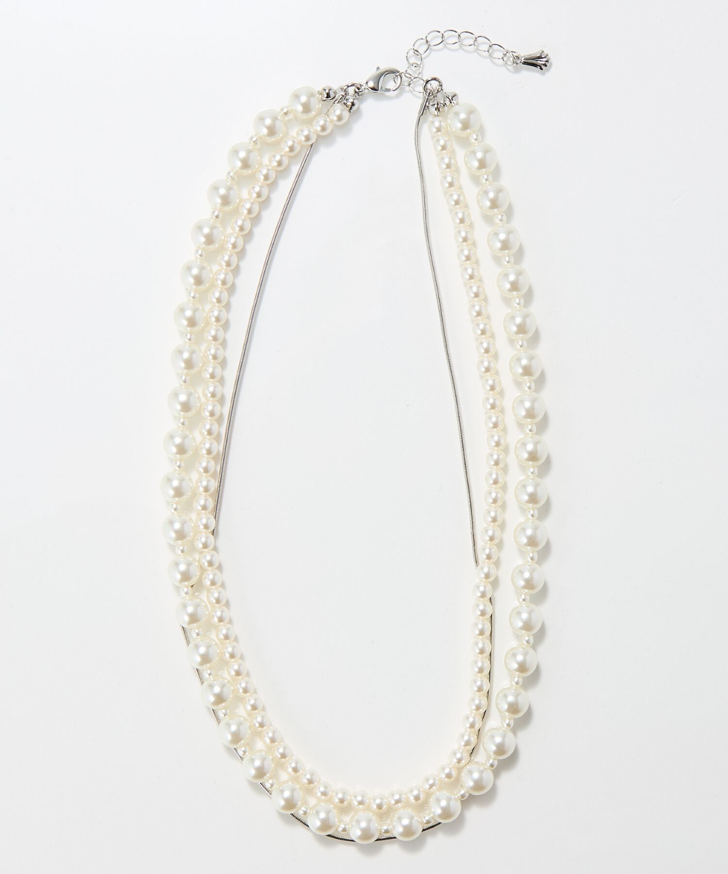 Phoebe「3連ハンサムパールチェーンネックレス　結婚式/セレモニー/入学式/卒業式/式典」|ネックレス|