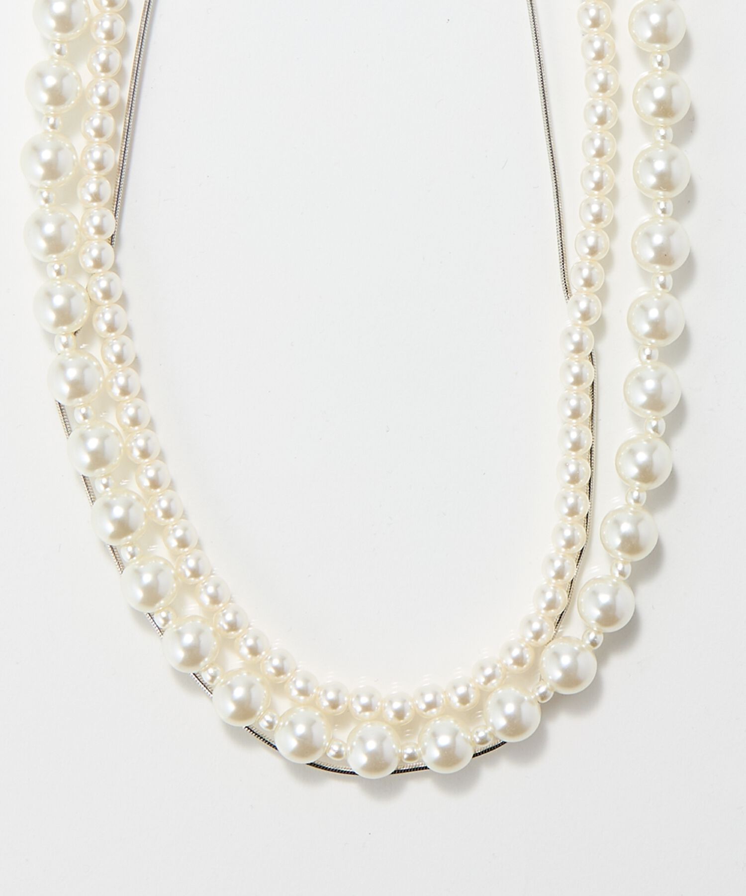 Phoebe「3連ハンサムパールチェーンネックレス　結婚式/セレモニー/入学式/卒業式/式典」|ネックレス|