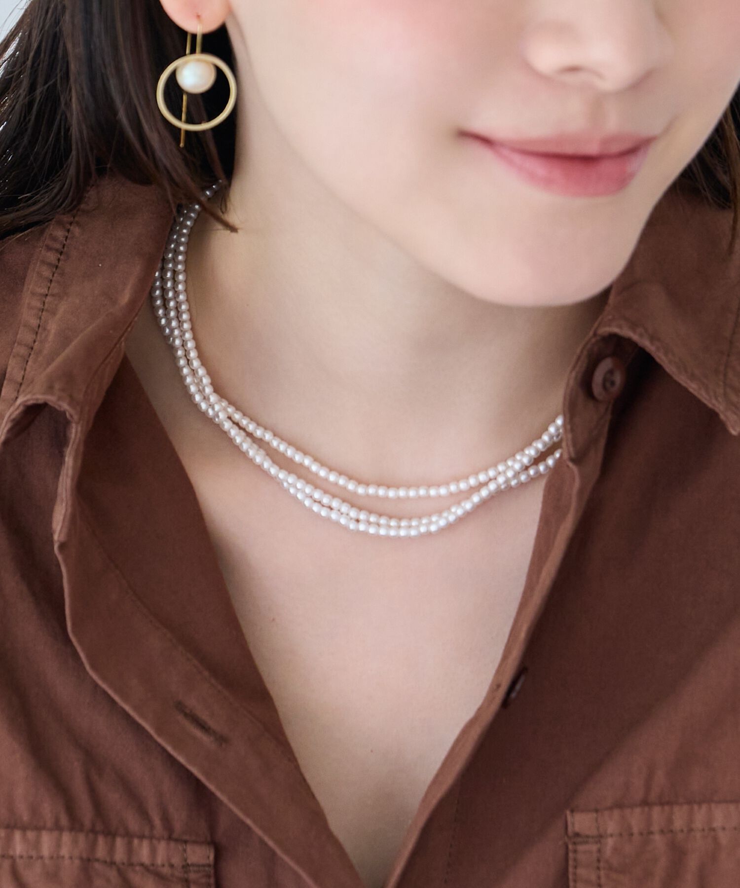 Phoebe「3連ビーズパールネックレス　結婚式/セレモニー/入学式/卒業式/式典」|ネックレス|