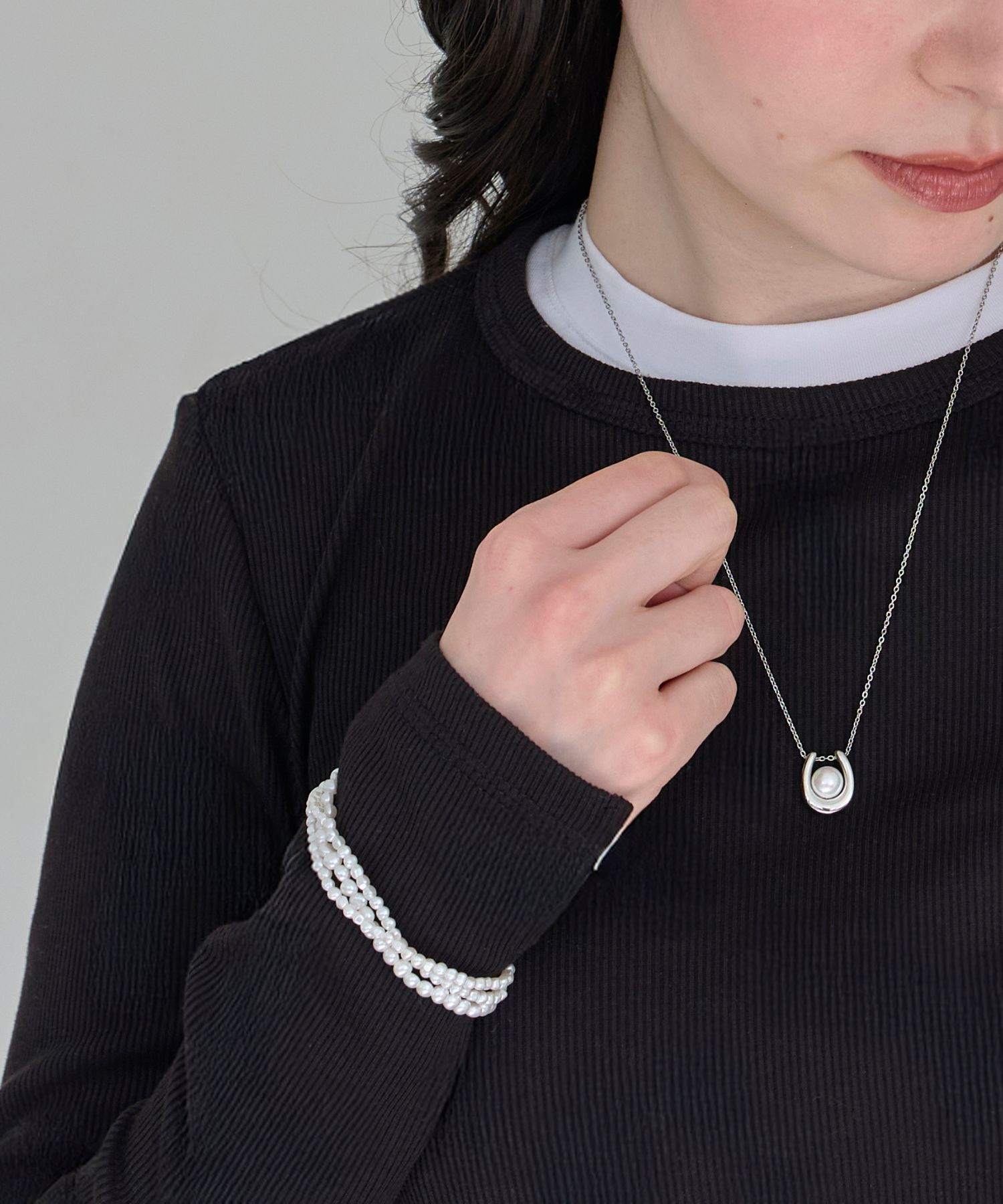 Phoebe「レイヤードバロックパールマンテルブレスレット　シルバー」|ブレスレット・バングル|