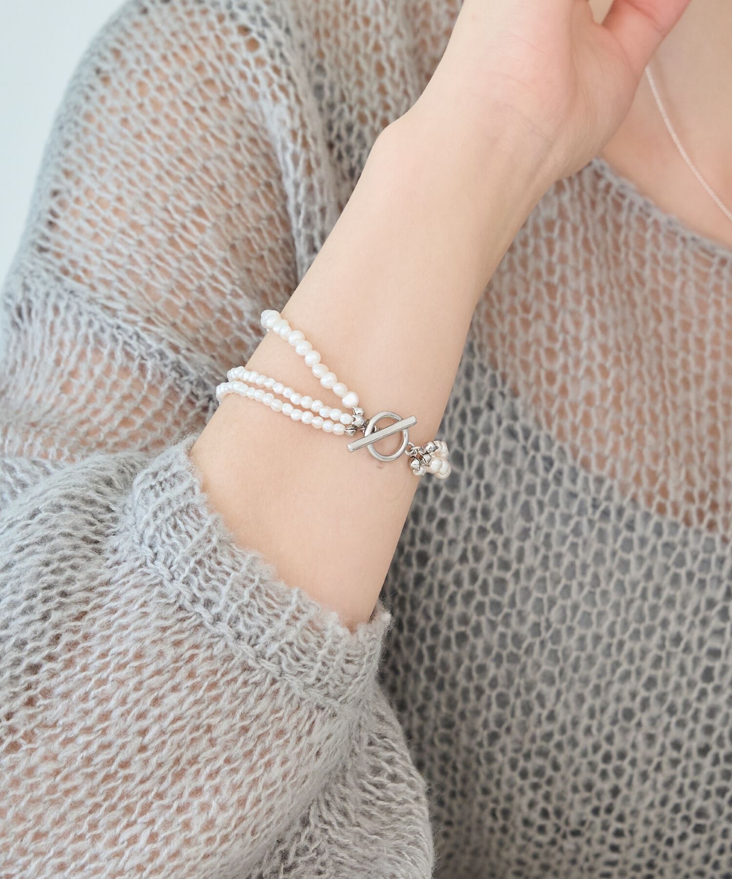 Phoebe「レイヤードバロックパールマンテルブレスレット　シルバー」|ブレスレット・バングル|