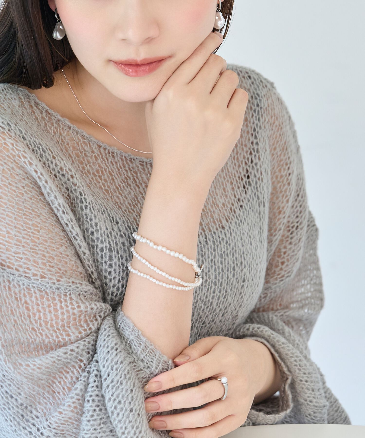 Phoebe「レイヤードバロックパールマンテルブレスレット　シルバー」|ブレスレット・バングル|