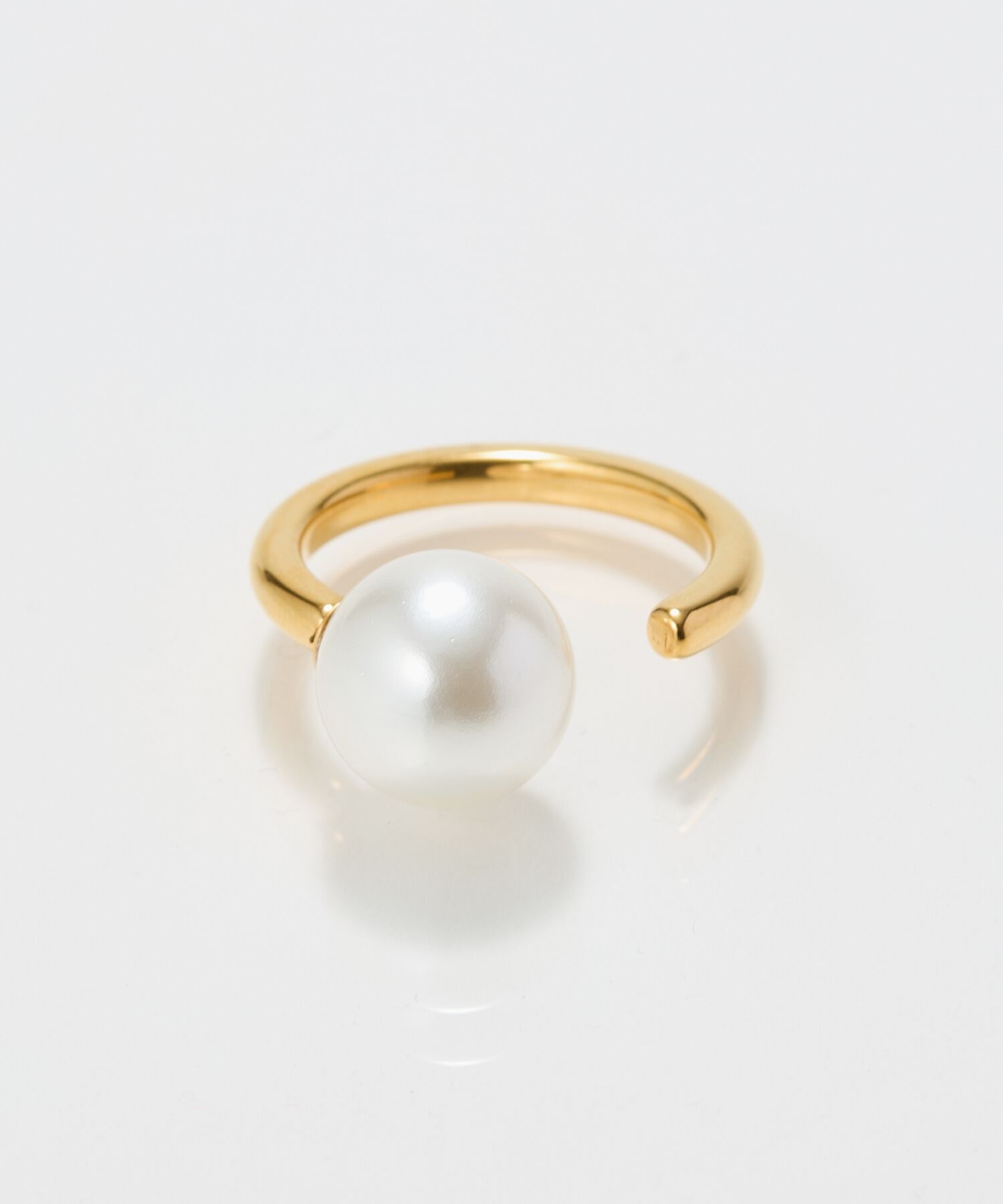 Phoebe「【金属アレルギー対応】パールオープンリング/ステンレス/大ぶり/存在感◎/主役級」|リング|