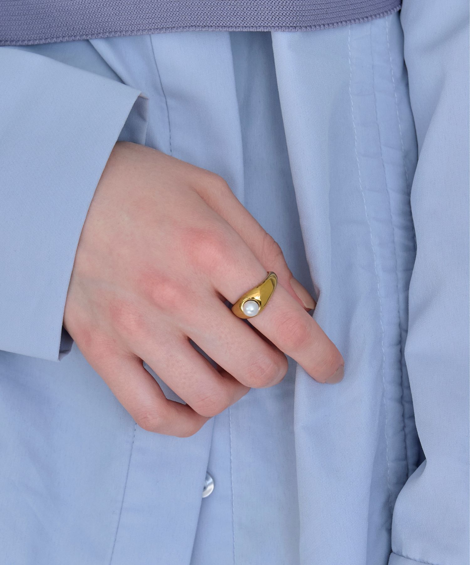 Phoebe「【金属アレルギー対応】アイコニックボリュームパールリング/ステンレス/大ぶり/存在感◎/主役級」|リング|