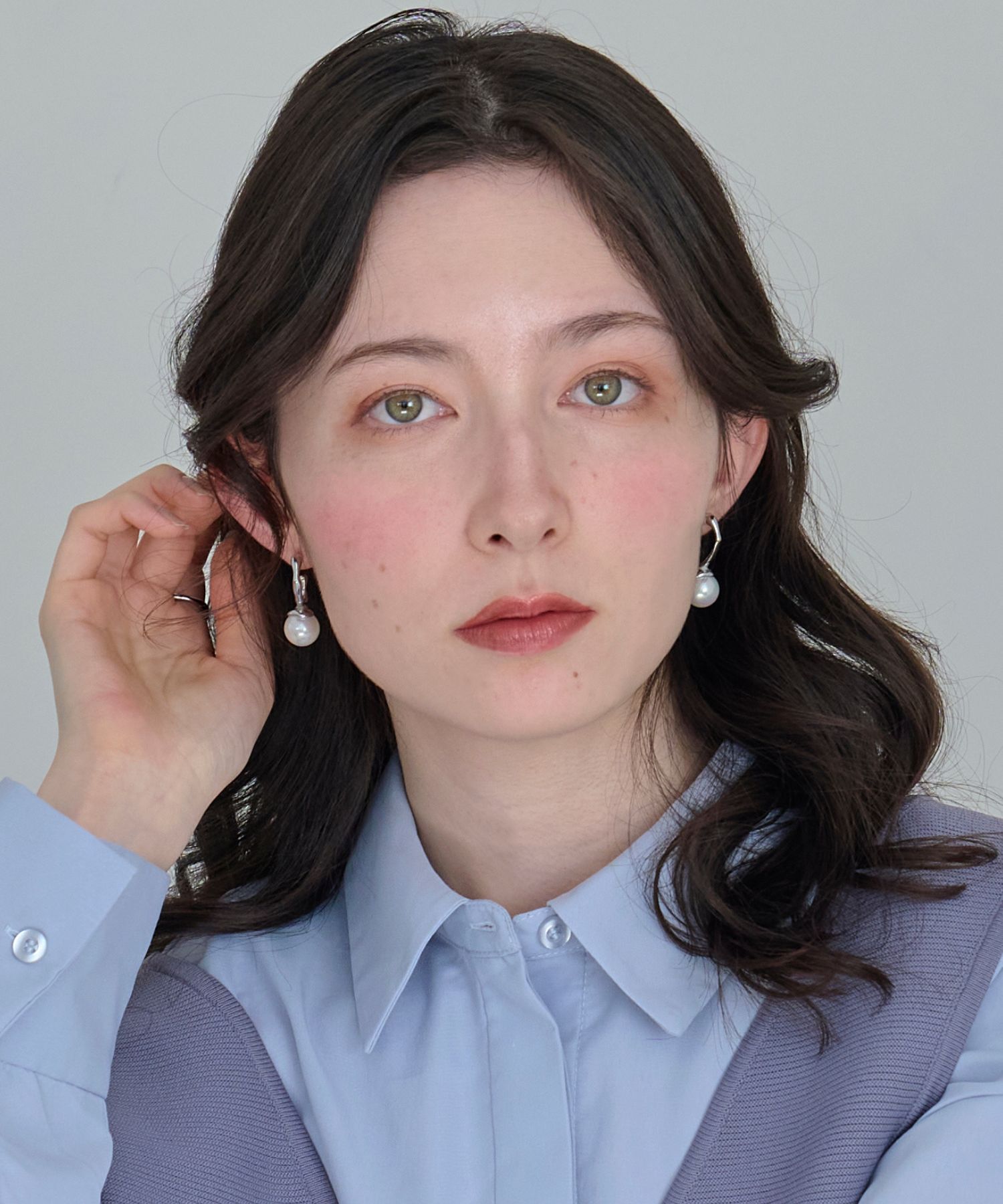 Phoebe「【金属アレルギー対応】リップルパールフープピアス　シルバー/ステンレス/大ぶり/存在感◎/主役級」|ピアス|