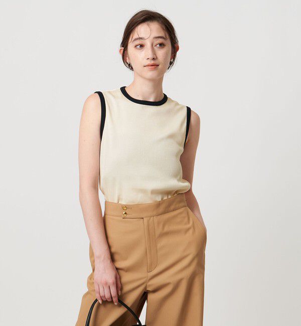 UNITED ARROWS「リブバイカラーパイピング ノースリーブカットソー」|Tシャツ・カットソー|OFF WHITE