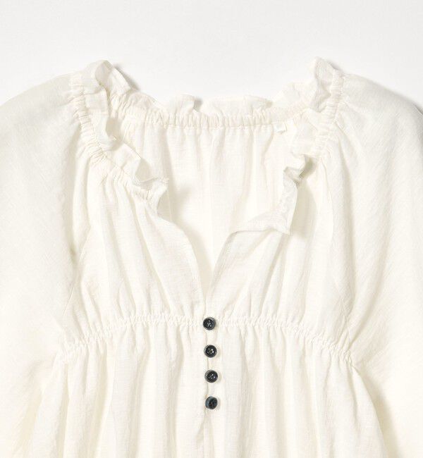 EMMEL REFINES「＜EMMEL REFINES＞EM フリルギャザー キーネック ブラウス」|シャツ・ブラウス|