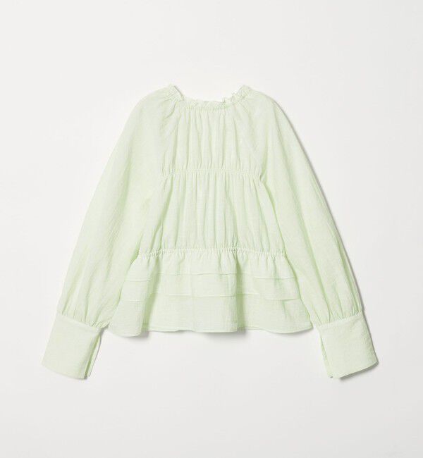 EMMEL REFINES「＜EMMEL REFINES＞EM フリルギャザー キーネック ブラウス」|シャツ・ブラウス|
