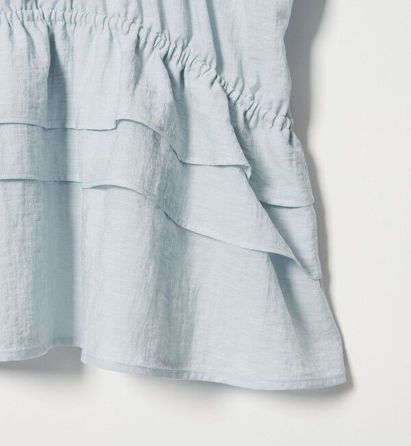 EMMEL REFINES「＜EMMEL REFINES＞EM フリルギャザー キーネック ブラウス」|シャツ・ブラウス|