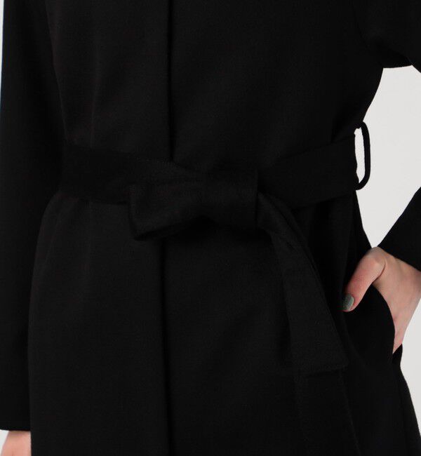 カシミヤ100 トゥモローランドコレクション　ノーカラーコート　ベルト　黒 ピュアカシミヤ ノーカラーコート（TOMORROWLAND collection）｜ルミネ