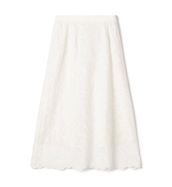 Ballsey「ボイルフラワーエンブロイダリー セミフレアスカート」|フレア|11 ホワイト