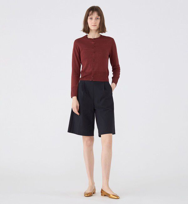 MACPHEE「プレーンリネン クルーネックカーディガン」|カーディガン|