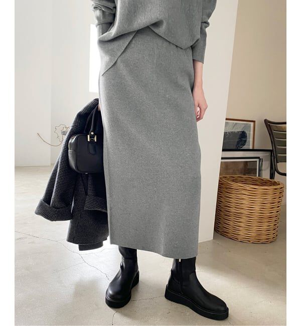 SLOBE IENA「《セットアップ対応可/WEB限定カラーあり/追加2》ミラノリブタイトスカート」|スカート|グレーA