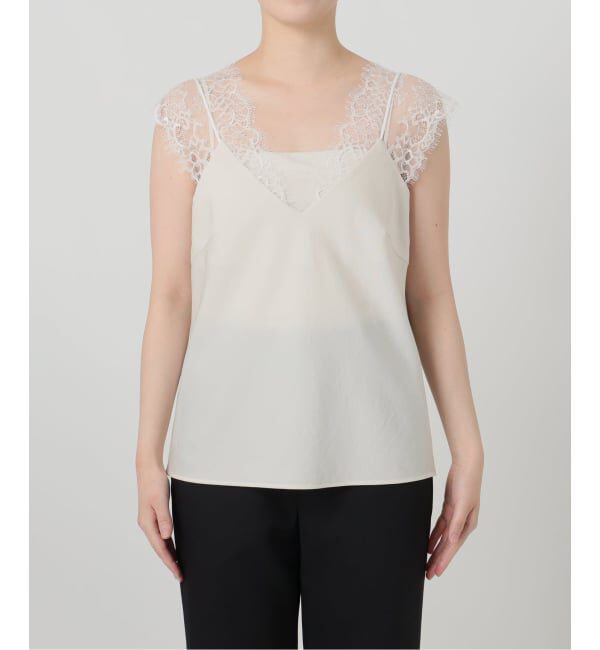 VERMEIL par iena「Room no.8 BLACK ルームエイト ブラックサテンレースブラウス BR8S-206-19323」|シャツ・ブラウス|