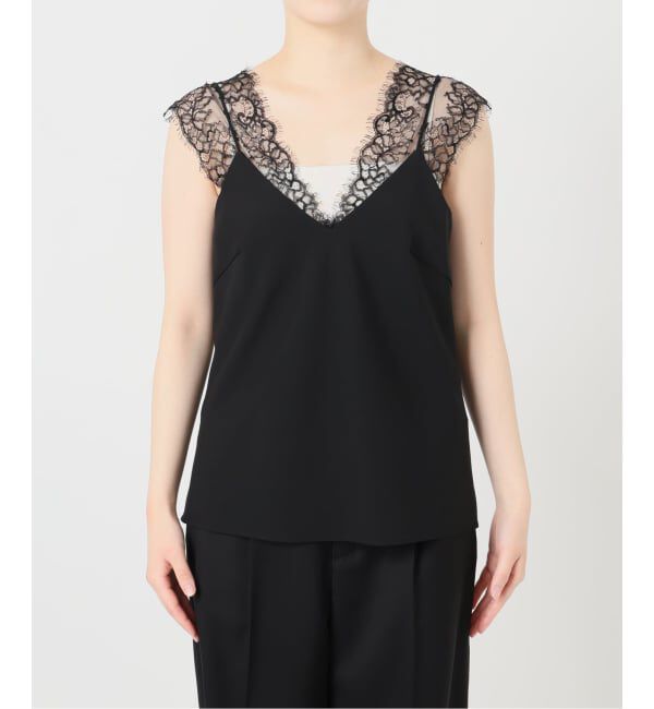 VERMEIL par iena「Room no.8 BLACK ルームエイト ブラックサテンレースブラウス BR8S-206-19323」|シャツ・ブラウス|