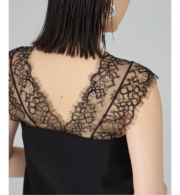 VERMEIL par iena「Room no.8 BLACK ルームエイト ブラックサテンレースブラウス BR8S-206-19323」|シャツ・ブラウス|