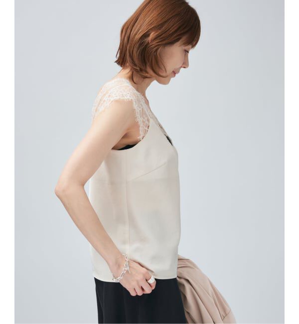 VERMEIL par iena「Room no.8 BLACK ルームエイト ブラックサテンレースブラウス BR8S-206-19323」|シャツ・ブラウス|