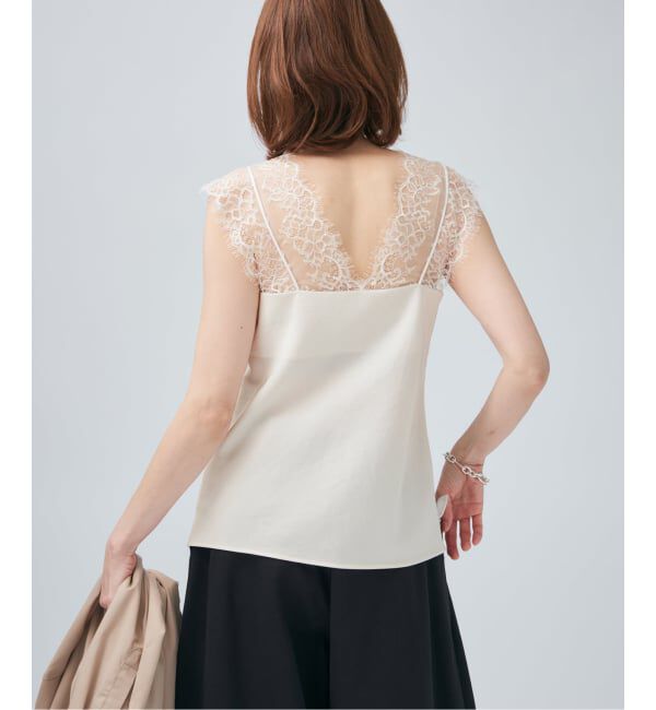 VERMEIL par iena「Room no.8 BLACK ルームエイト ブラックサテンレースブラウス BR8S-206-19323」|シャツ・ブラウス|