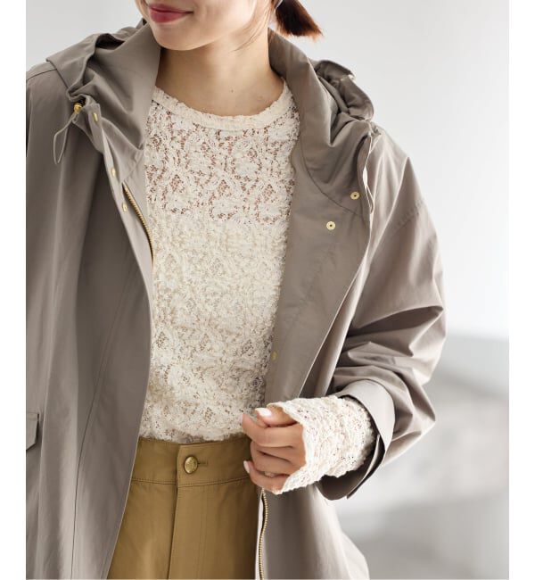 IENA「《一部カラーWEB限定/追加3》Flowerストレッチレースプルオーバー」|Tシャツ・カットソー|