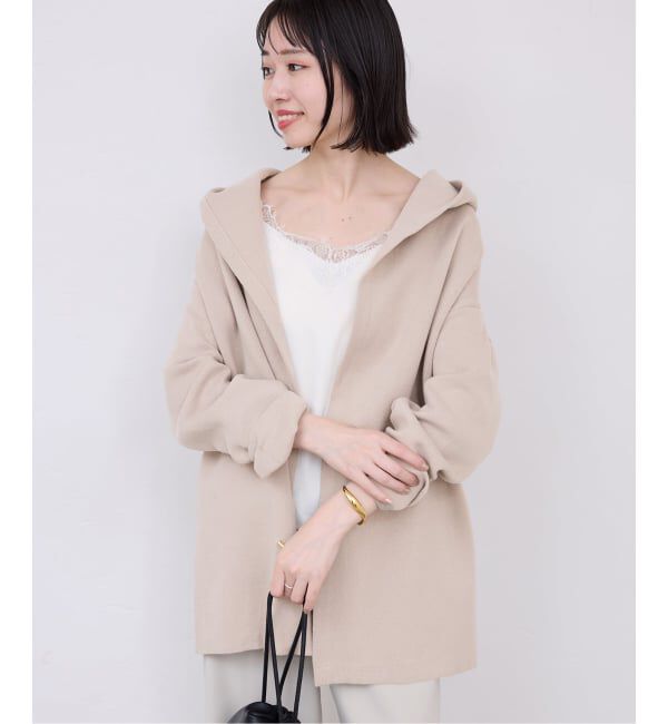 SLOBE IENA「《WEB限定》ニットフーディーカーディガン」|カーディガン|ベージュ